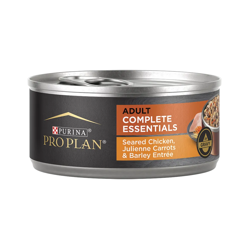 Pro Plan Complete Essentials Adult Seared Chicken, Julienne Carrots & Barley Entrée in Gravy Wet Dog Food
