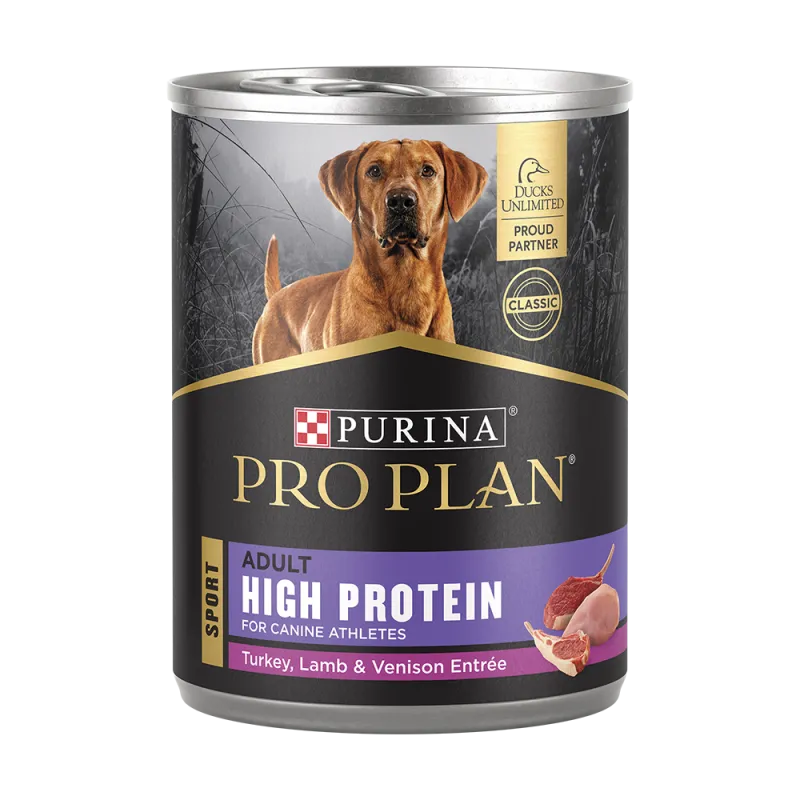 Alimento húmedo para perros Pro Plan Sport con alto contenido de proteínas de carne de pavo, cordero y venado