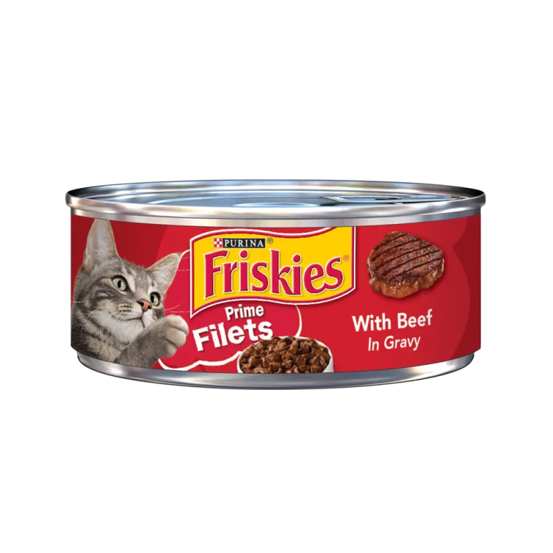 Alimento húmedo para gatos Friskies Filetes de primera calidad con carne de res en salsa preparada con jugo de cocción