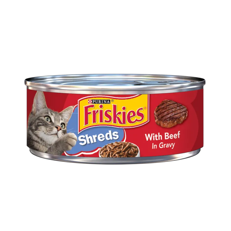 Alimento húmedo para gatos Friskies tiras con sabor a carne de res en salsa preparada con jugo de cocción