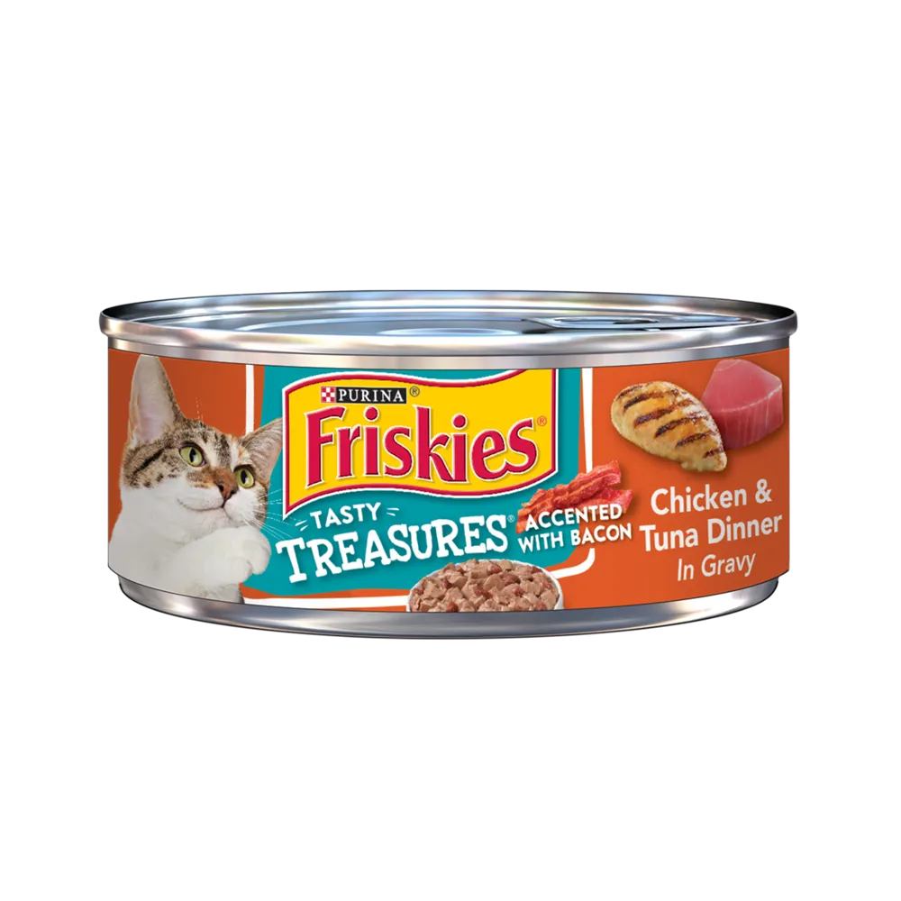 Alimento húmedo para gatos Friskies Tasty Treasures Cena de pollo y atún en salsa preparada con jugo de cocción