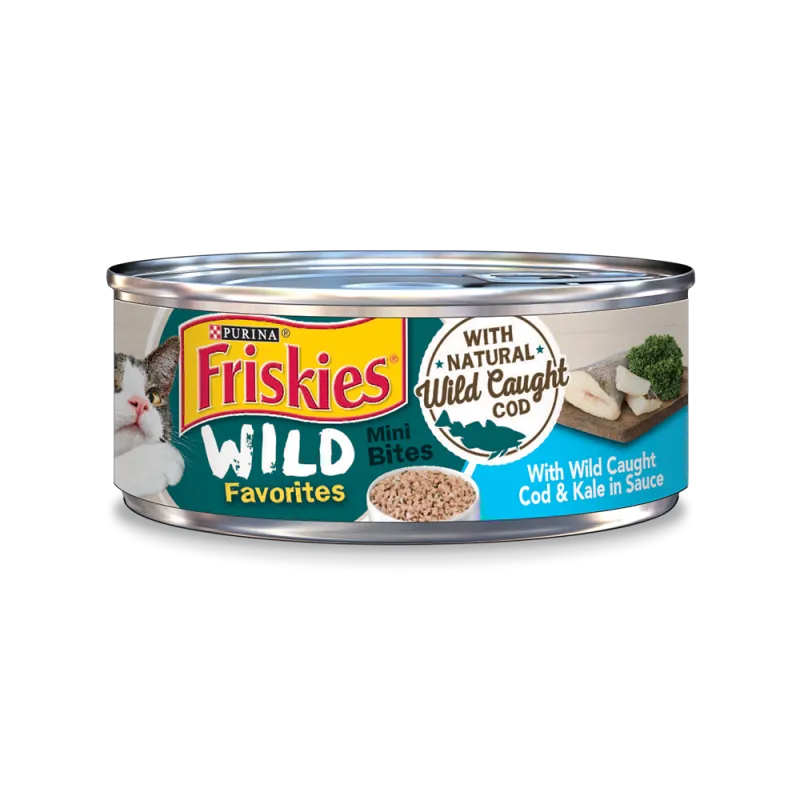 Friskies Wild Favorites Mini Bites With Wild Caught Cod & Kale In Sauce Wet Cat Food