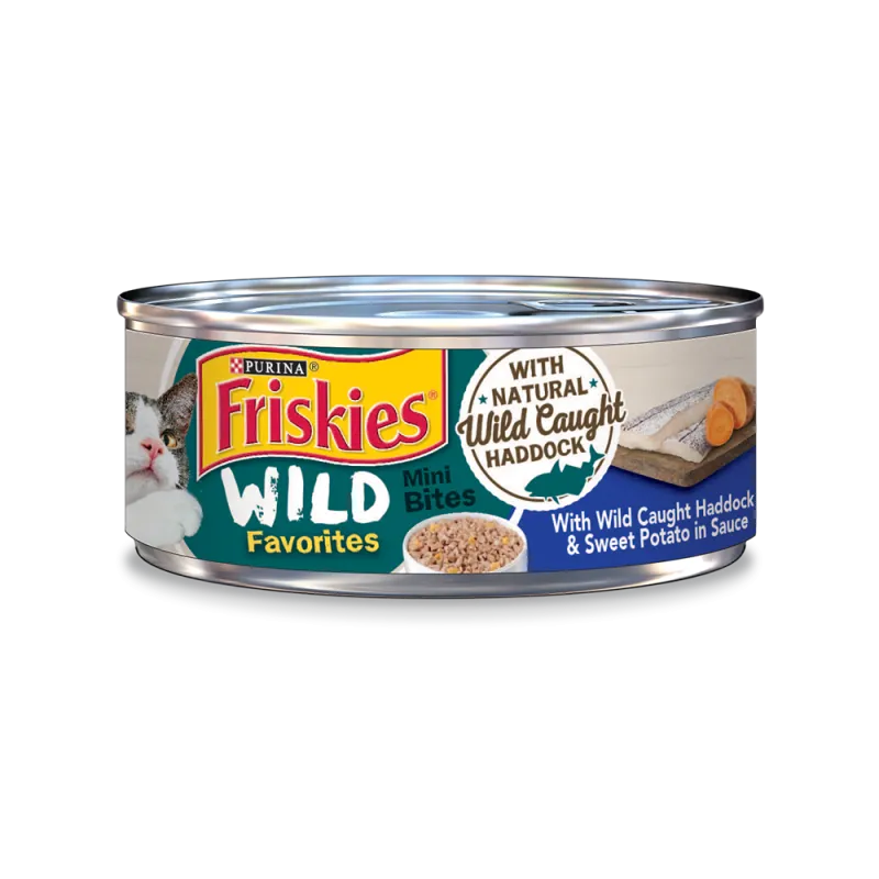 Friskies Wild Favorites Mini Bites With Wild Caught Haddock & Sweet Potato In Sauce Wet Cat Food