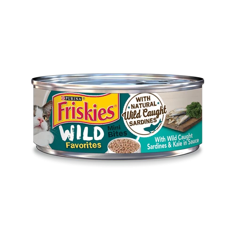 Friskies Wild Favorites Mini Bites With Wild Caught Sardines & Kale In Sauce Wet Cat Food