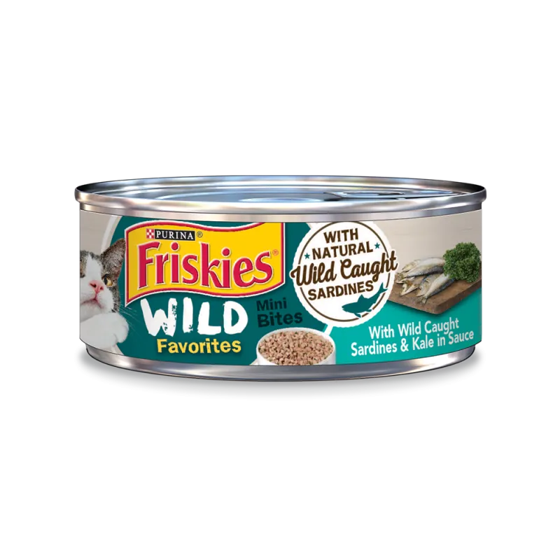 Friskies Wild Favorites Mini Bites With Wild Caught Sardines & Kale In Sauce Wet Cat Food