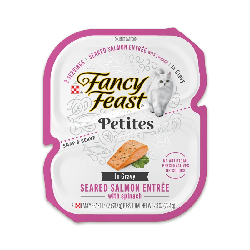 Fancy Feast Petites Seared Salmon Entrée With Spinach In Gravy Wet Cat Food