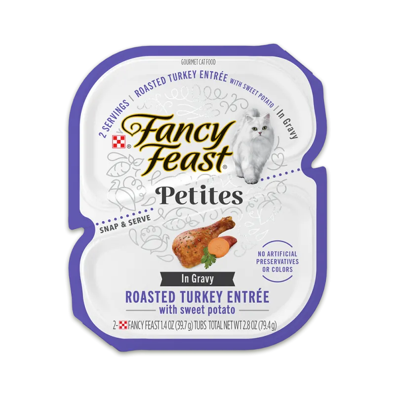 Alimento húmedo para gatos Fancy Feast Petites de pavo asado con batatas en salsa