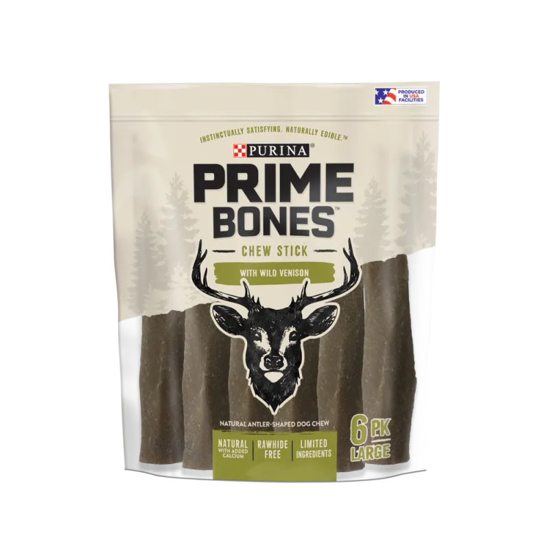 <i>Snack</i> masticable de carne de venado salvaje sin cuero crudo para perros grandes Prime Bones