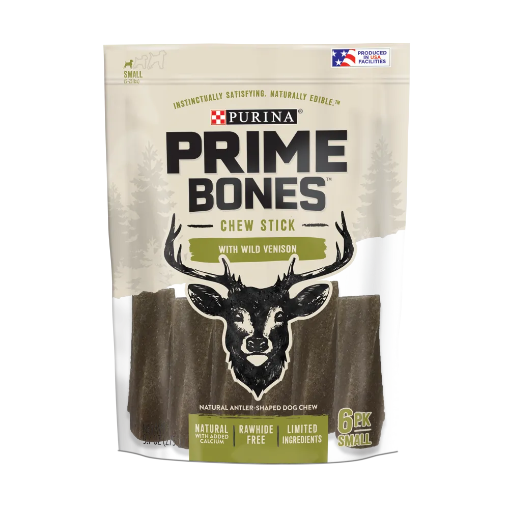 Prime Bones Rawhide-Free Chew Stick With Wild Venison Small Dog Chews