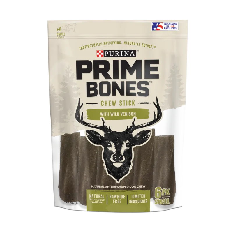 <i>Snacks</i> masticables de carne de venado salvaje para perros pequeños Prime Bones