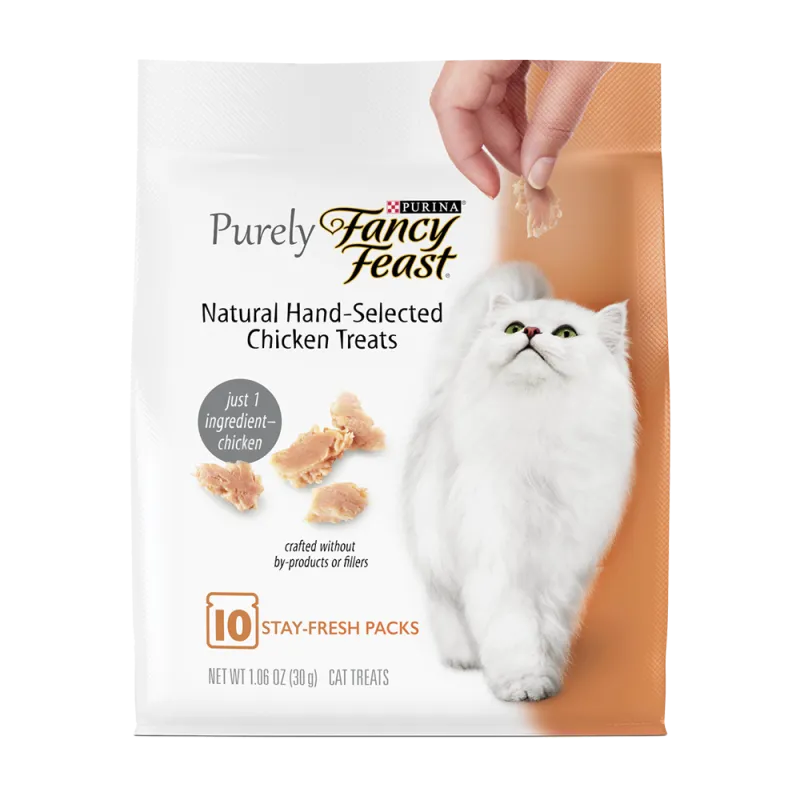 Bocadillos para gatos Fancy Feast® puramente naturales de pollo y seleccionados con cuidado