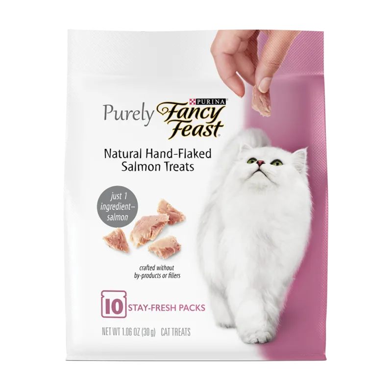 Bocadillos para gatos Fancy Feast® puramente naturales de salmón desmenuzados a mano