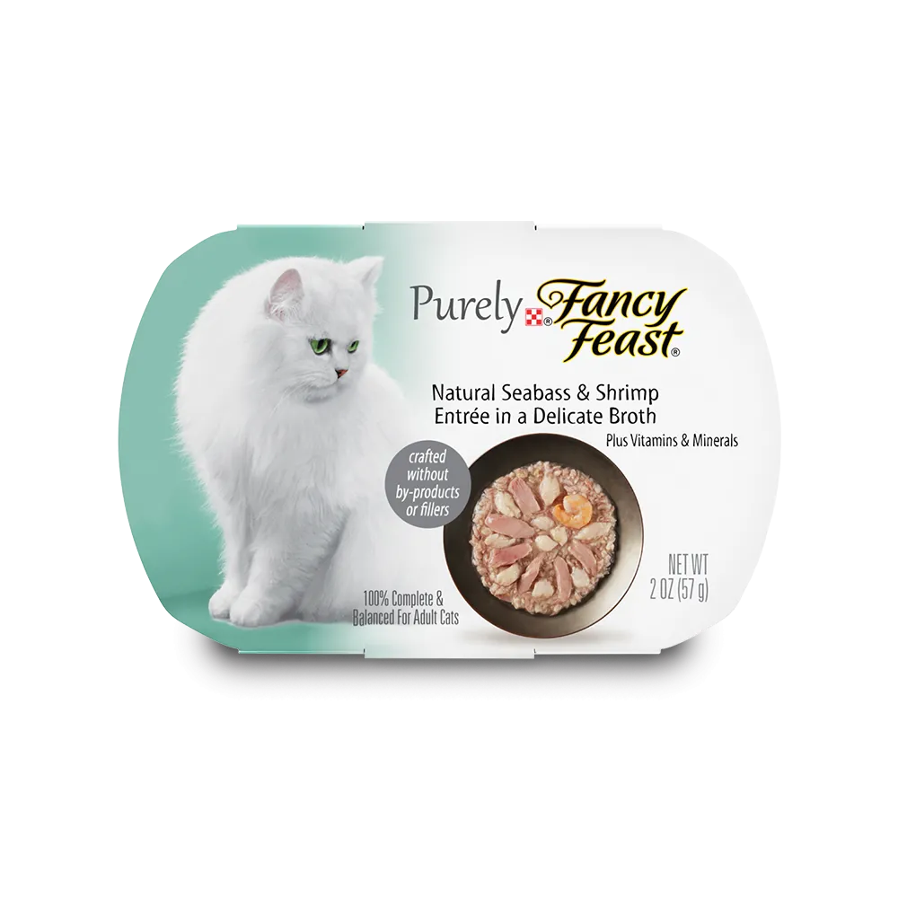 Fancy Feast® Natural Seabass & Shrimp Wet Cat Food in a Delicate Broth
