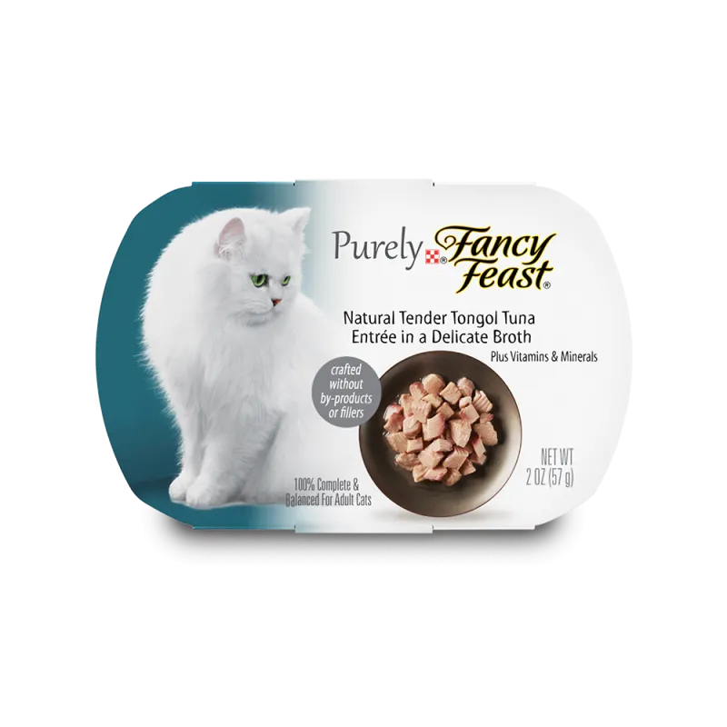 Alimento húmedo para gatos de atún tonggol natural tierno Purely Fancy Feast® en un delicioso caldo de Fancy Feast®