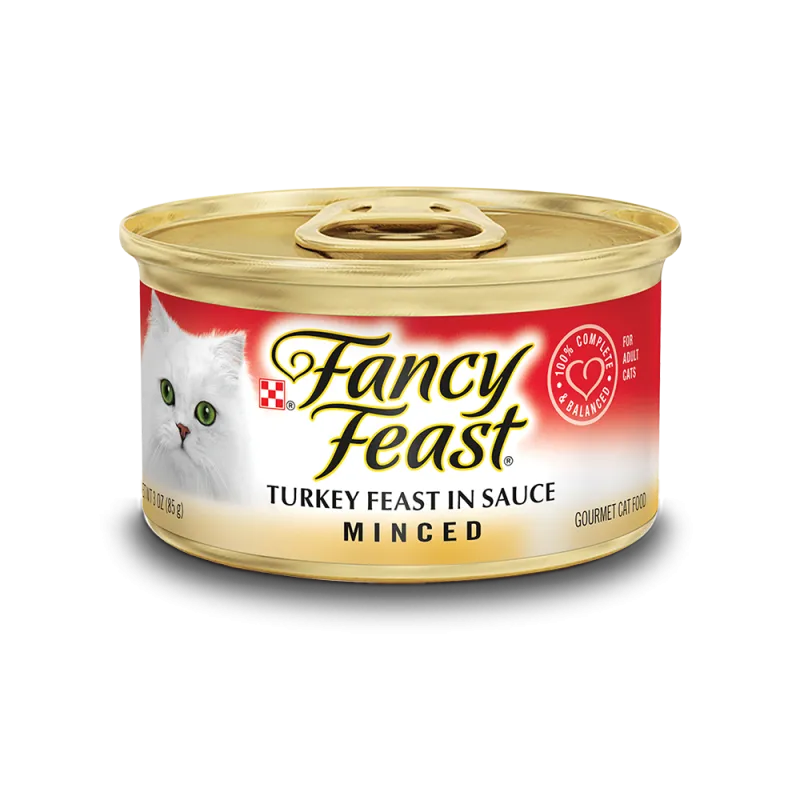 Alimento húmedo <i>gourmet</i> para gatos Fancy Feast® Minced de carne picada de pavo bañada en salsa