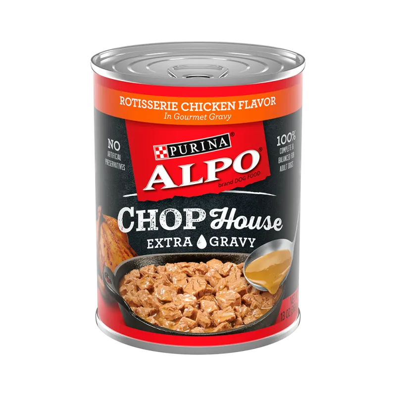 Alimento húmedo para perros Purina ALPO Chop House® con sabor a pollo rostizado en salsa <i>gourmet</i> preparada con jugo de cocción