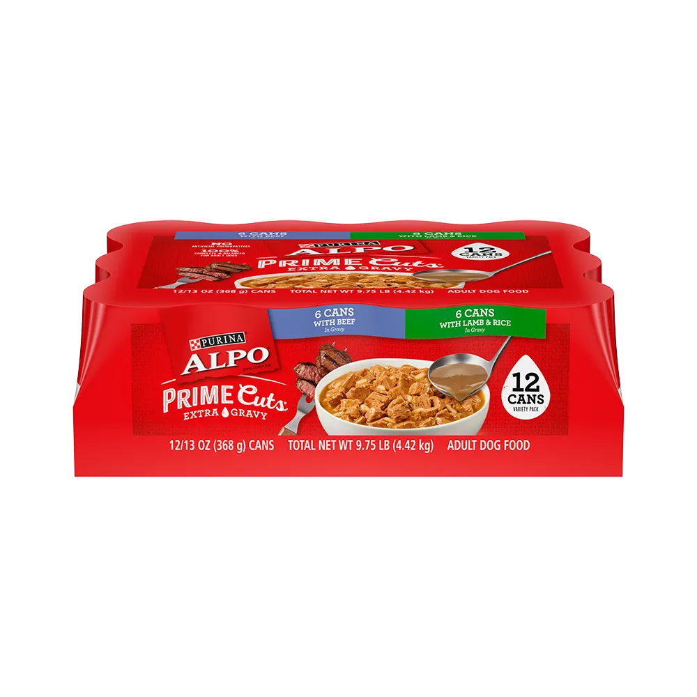Purina ALPO® Prime Cuts® Wet Dog Food 12-Count Variety Pack With Beef in Gravy and With Lamb & Rice in Gravy