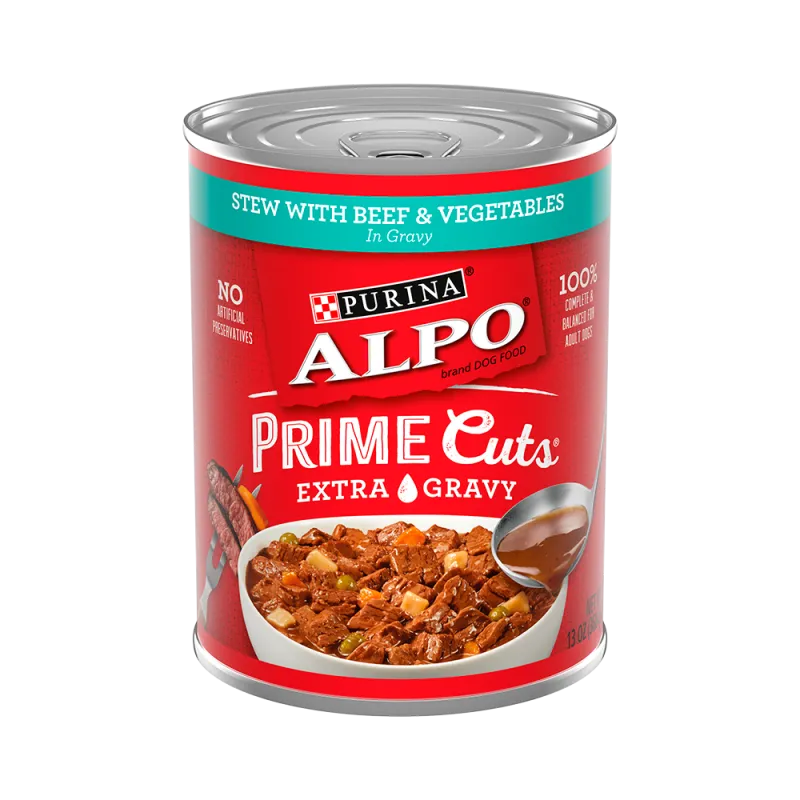 Alimento húmedo para perros Purina ALPO Prime Cuts® con sabor a estofado con carne de res y vegetales en salsa preparada con jugo de cocción