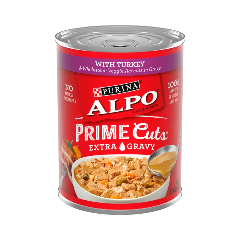 Alimento húmedo para perros Purina ALPO Prime Cuts® con pavo y toques saludables de verduras salsa preparada con jugo de cocción