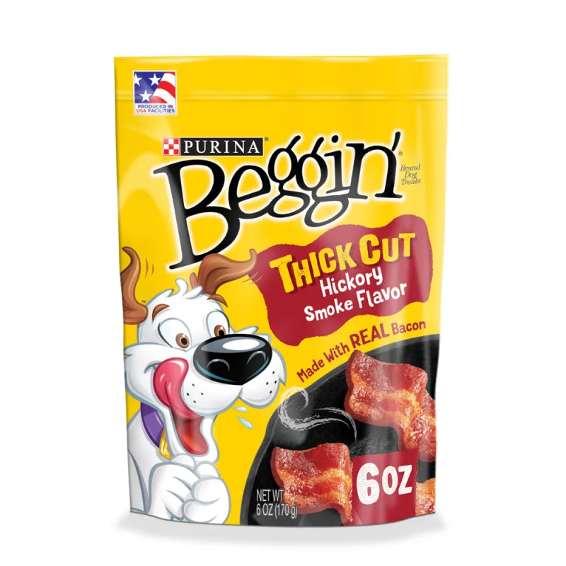 Bocadillos para perros Beggin’ con sabor a nogal americano ahumado de corte grueso