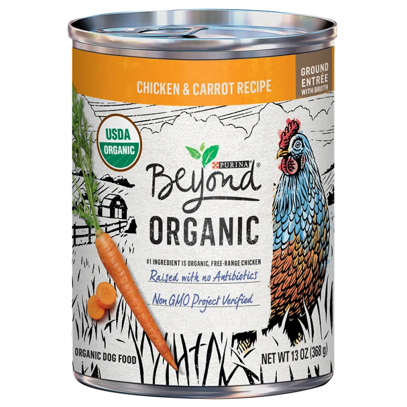 Beyond Organic Chicken & Carrot Recipe Ground Entrée with Broth Natural Wet Dog Food