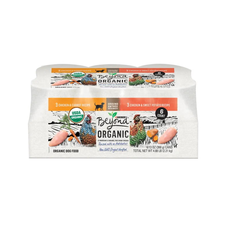 Beyond Organic Wet Dog Food Variety Pack Chicken & Sweet Potato Recipe and Chicken & Carrot Recipe