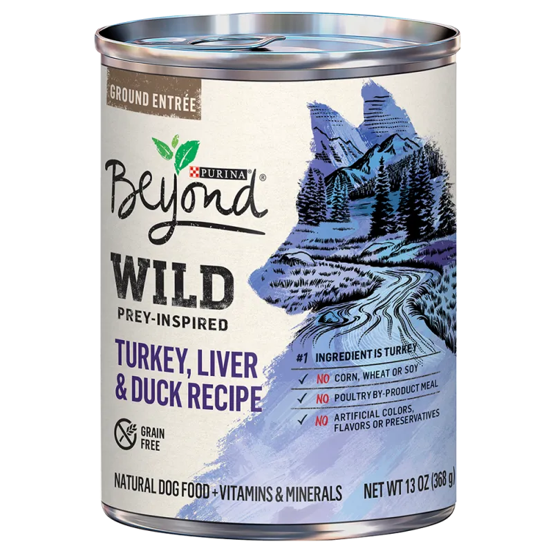 Alimento húmedo para perros Beyond WILD natural, receta de pavo, hígado y pato con vitaminas y minerales