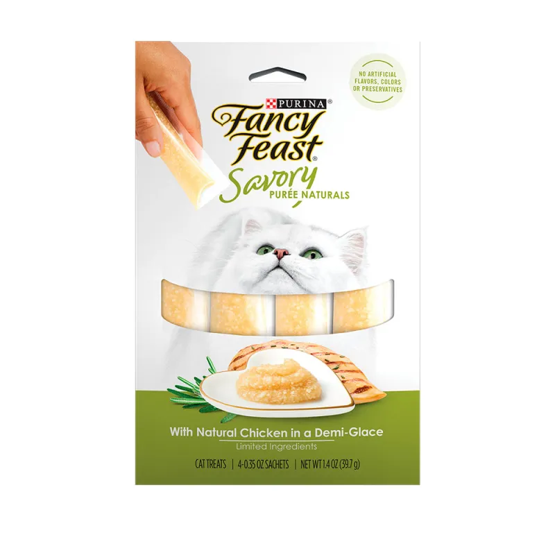 Bocadillos para gatos Fancy Feast Savory Purée Naturals de pollo en salsa demi glacé