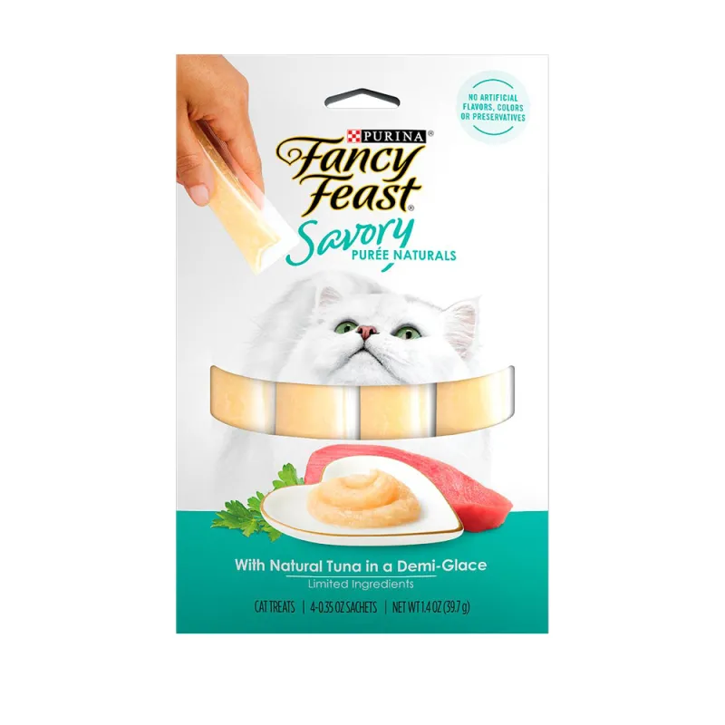 Fancy Feast Savory Purée Naturals With Natural Tuna In A Demi-Glace Cat Treats