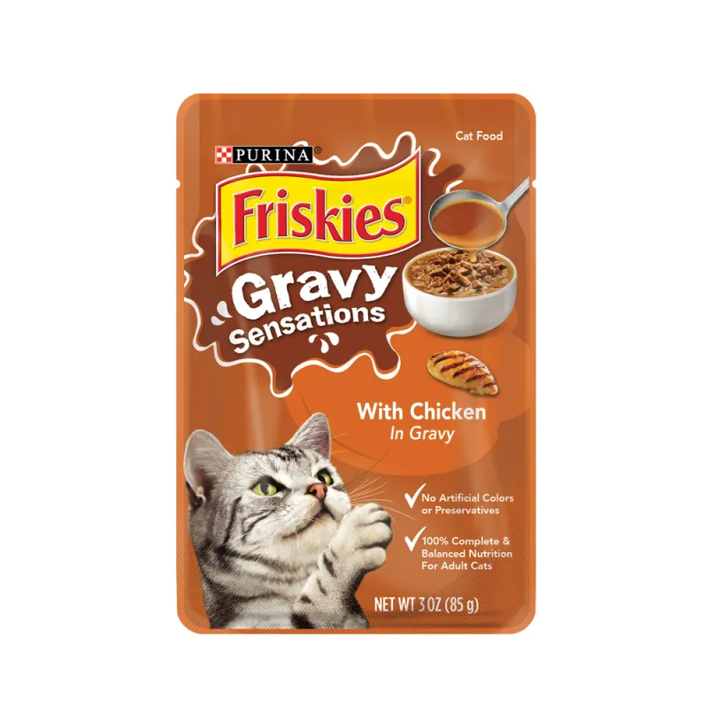 Alimento húmedo para gatos Friskies Gravy Sensations con pollo en salsa preparada con jugo de cocción