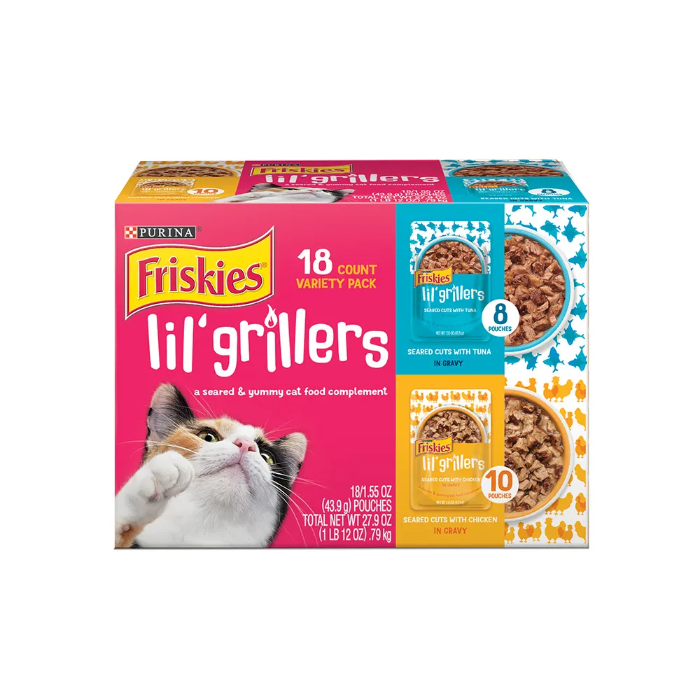 Complemento de Alimento para gatos Friskies Lil’ Grillers en paquete variado de 18 unidades