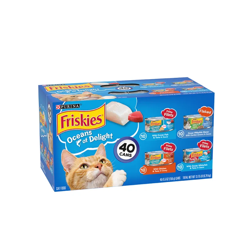 Paquete variado de 40 unidades de alimento húmedo para gatos Friskies Oceans of Delight