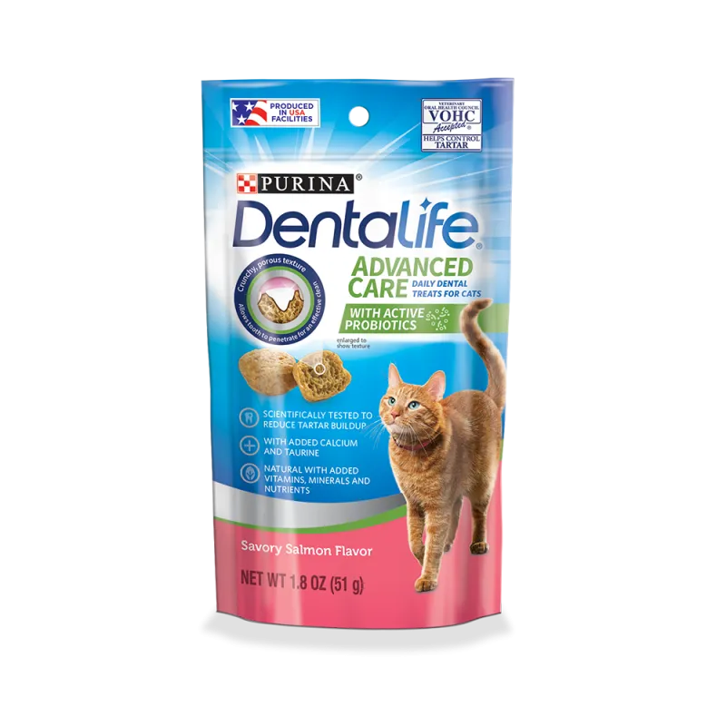 Bocadillos dentales para gatos con sabor a salmón DentaLife