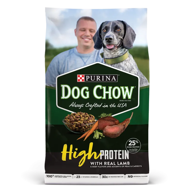 Purina Dog Chow Alimento seco para perros alto en proteínas con carne real de cordero