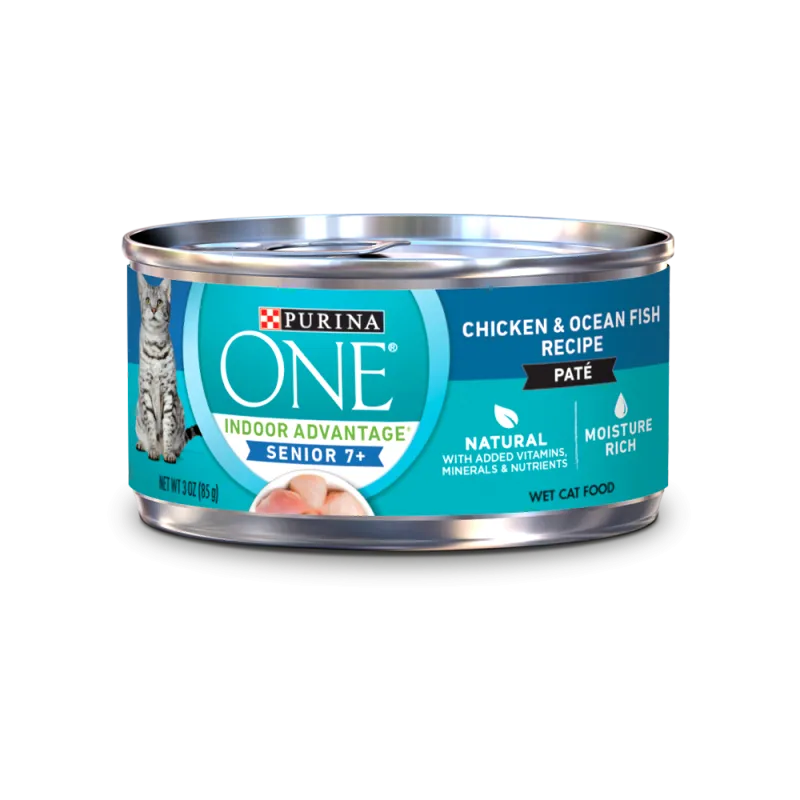 Purina ONE Indoor Advantage Senior 7+ Chicken & Ocean Fish Recipe Paté Wet Cat Food