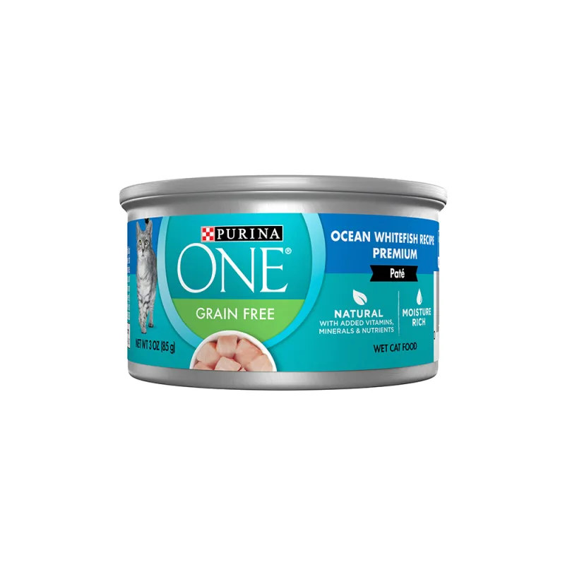 Alimento húmedo sin cereales y con pescado blanco marino para gatos Purina ONE®