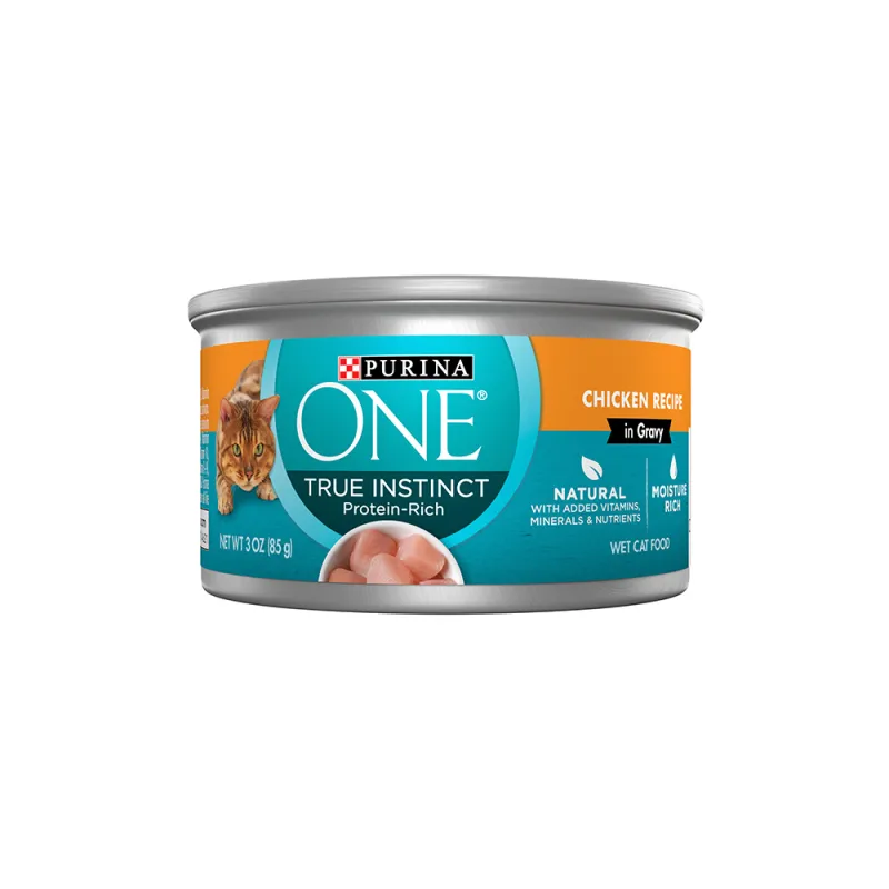 Alimento húmedo para gatos, con pollo en salsa preparada con jugo de cocción Purina ONE True Instinct