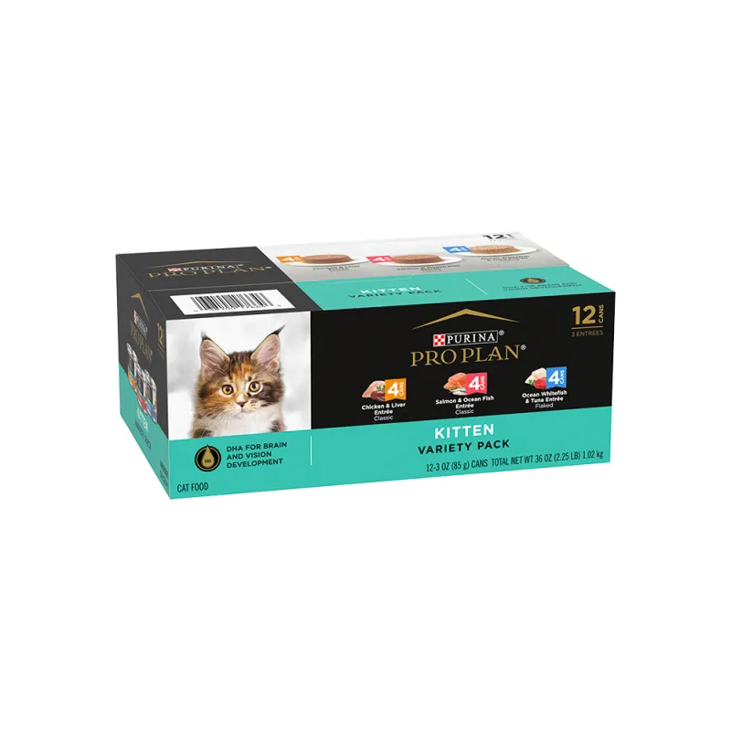 Pro Plan FOCUS Kitten Wet Cat Food Variety Pack 24 Count