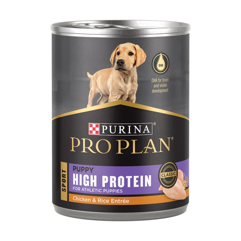 Alimento húmedo para cachorros Pro Plan Sport con alto contenido de proteínas sabor a plato principal de pollo y arroz