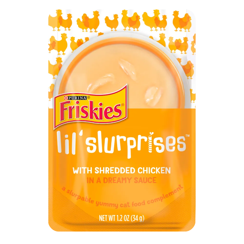 Friskies Lil' Slurprises With Shredded Chicken in a Dreamy Sauce Cat Food Complement