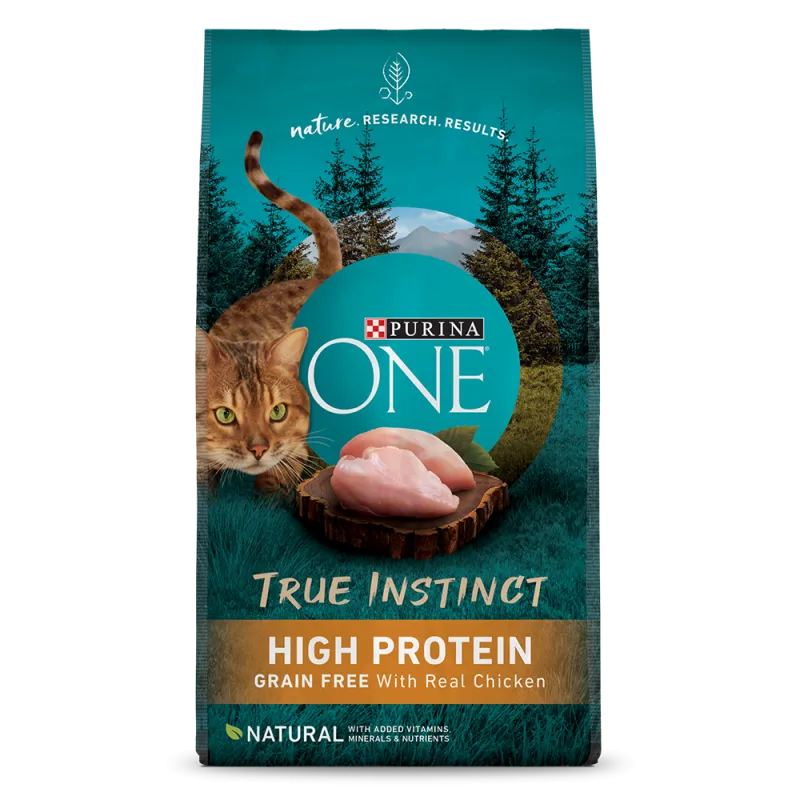 Alimento seco sin cereales para gatos con carne real de pollo Purina ONE® True Instinct