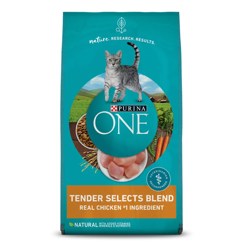 Alimento seco para gatos con trozos tiernos de carne real de pollo Purina ONE®