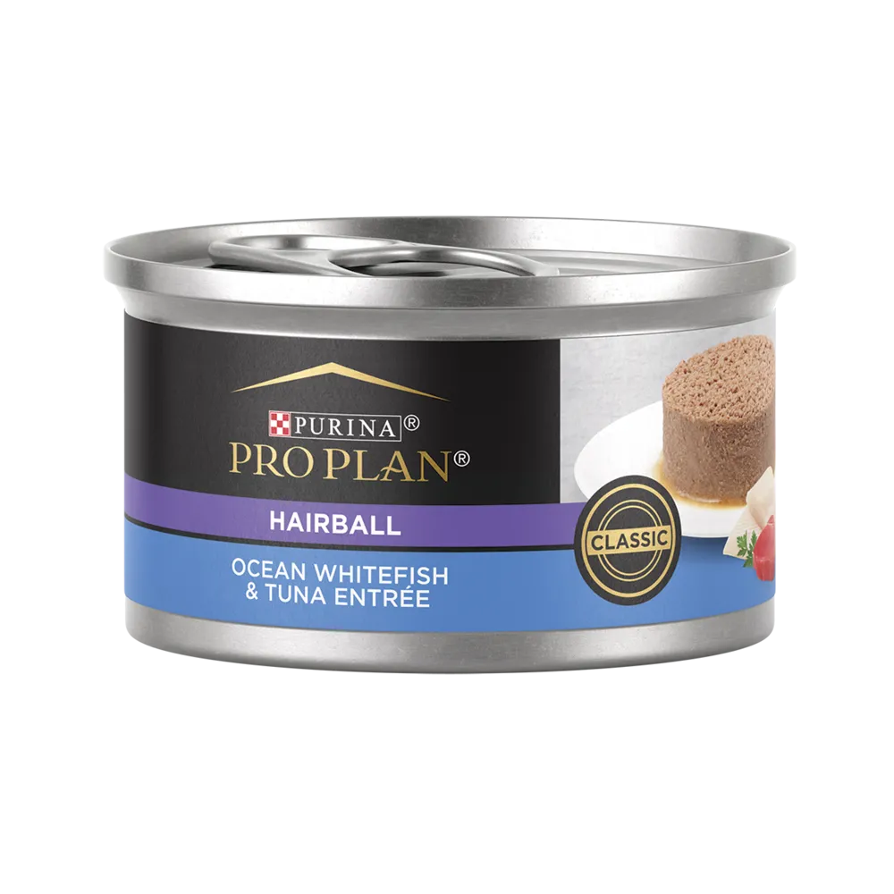Pro Plan Hairball Ocean Whitefish & Tuna Entrée Classic Wet Cat Food