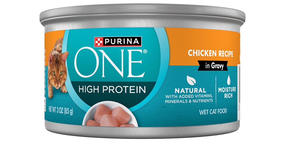 Purina ONE Natural High Protein Cat Food, Chicken Recipe in Wet Cat Food Gravy