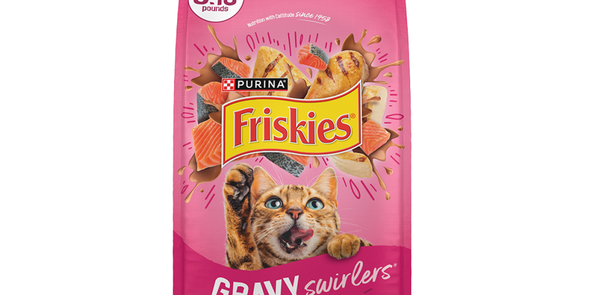 Friskies Gravy Swirlers Dry Cat Food With Flavors of Chicken, Salmon & Gravy