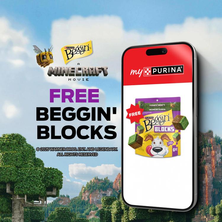 Limited-Edition Beggin' Blocks inspired by “A Minecraft Movie”—only in the myPurina app